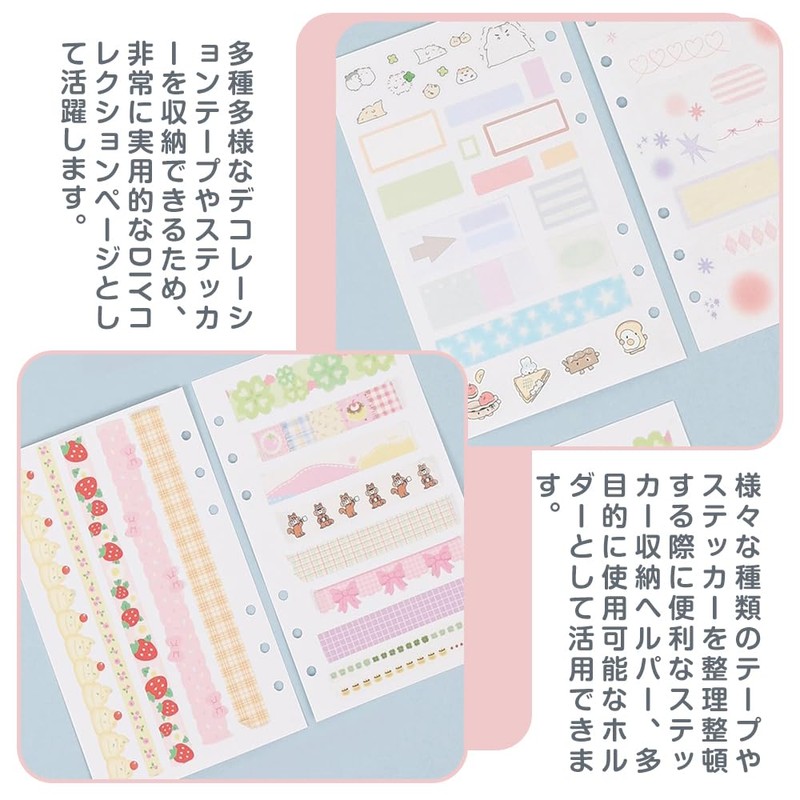ESJNNK A6 Sticker Sheets, 40-Piece Set, 6-Hole, Double-Sided Peel-Off Paper,