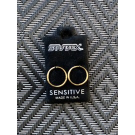 STUDEX Sensitive 925 Silver With 24K Gold Plate 18G 1/2” Endless Hoops
