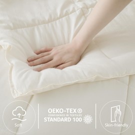 KASENTEX Queen Size Comforter Set 3 Piece,Seersucker Breathable Fabric,Lightweight Fluffy Down Alternative,Box Stitch Quilting, All Season Machine Washable with 2 Pillow Shams, White