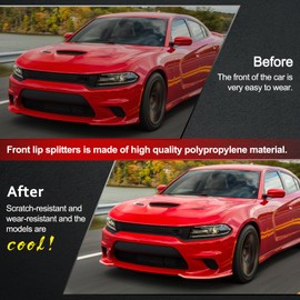 HTRACING Front Bumper Lip Splitter Protector Compatible with Charger SRT Hellcat/SRT 392/Scat Pack/RT Scat Pack/GT/RT 2015-2022, Red