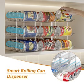 LXLXXL Can Organizer For Pantry Canned Food Goods Organizer For Cabinet Clear Automatic Rolling Can Storage Organizer Pantry Holders Rack, Holds Up to 36 Cans