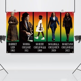 Vohado Black History Month Decorations Photo Booth Backdrop Afro African American Heritage Famous People School Classroom Bulletin Board Decor (5.9×3.6ft)