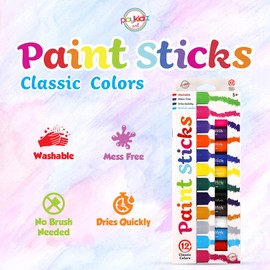 Playkidiz Paint Sticks, Twistable Crayon Paint Sticks, Mess-Free Tempera & Poster Paint, Quick Drying, Great Birthday Gift, Ages 3+ (12 Pack Classic) 3135-Paint