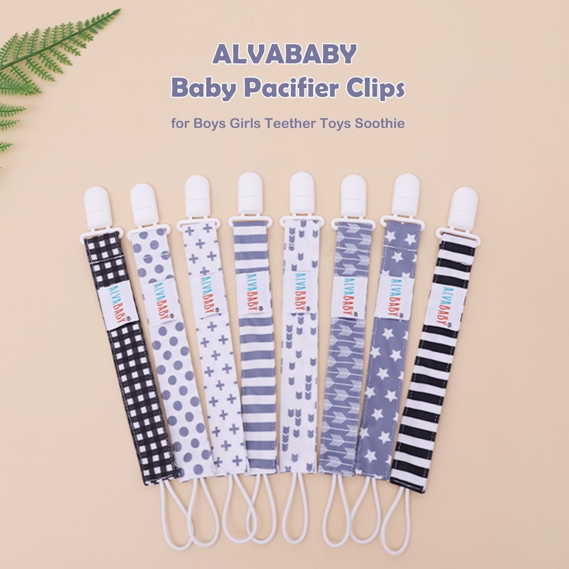 ALVABABY 8 Packs Pacifier Clips For Neutral Boys Girls Pacifier