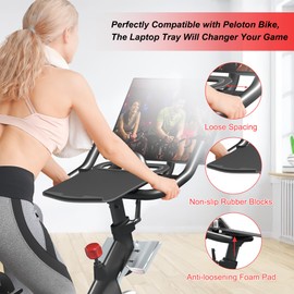 All-New Laptop Tray for Peloton Bike, Upgraded Desk Tray Holder Attachment for Tablets & laptops or Phones with Anti-Scratch Silicone Layer, Accessories for Peloton (Not for Peloton Bike+)