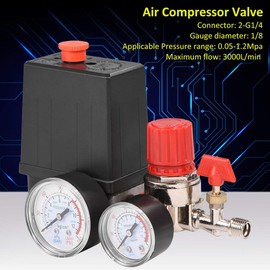 Nikou Pressure Switch Compressor - 1 Pack Small Air Compressor Pressure Switch Control Valve Regulator with Gauges