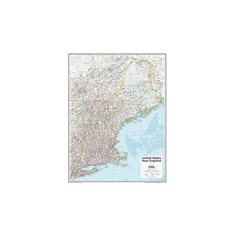 National Geographic: New England Wall Map - 22 x 28