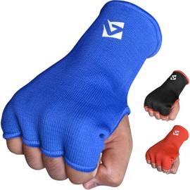 AQF Boxing Inner Gloves Elasticated Fist Protector Mitts Bandages Alternative to Hand Wraps Breathable (Blue, M)