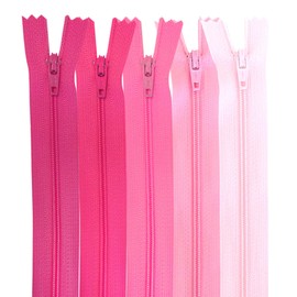 MARARDI [Pack 5] Zippers [Roses] Nylon [12 cm] Sewing and Crafts for Clothing Bags Fabric for Sewing Machine Patchwork Plastic Cotton Zipper with Metal Zip