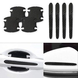 8PCS Car Door Handle Sticker, Carbon Fiber Anti-Scratches Car Door Cup Protector, Car Door Handle Scratch Protector, Car Door Handle Cup Protector Films Universal for Most Car Handles