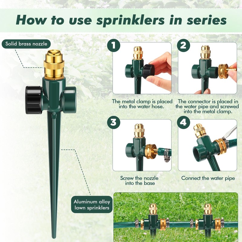 Landical Above Ground Irrigation Garden Sprinkler System 3 Pack Lawn