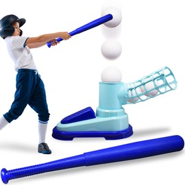ArtCreativity Baseball Pitching Machine for Kids, Pop A Pitch Baseball Batting Kids Pitching Machine Toy with Collapsible Bat + 3 Baseballs, Baseball Pitching Trainer for Batting Practice, Outdoor Fun