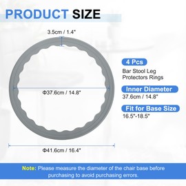 uxcell 4 Pcs Bar Stool Leg Protectors Ring Non Slip Silicone Chair Leg Floor Protector for 16.5" to 18.5" Round Base Pads Bottom Protect Wooden Floor No Scratches No Noise, Grey