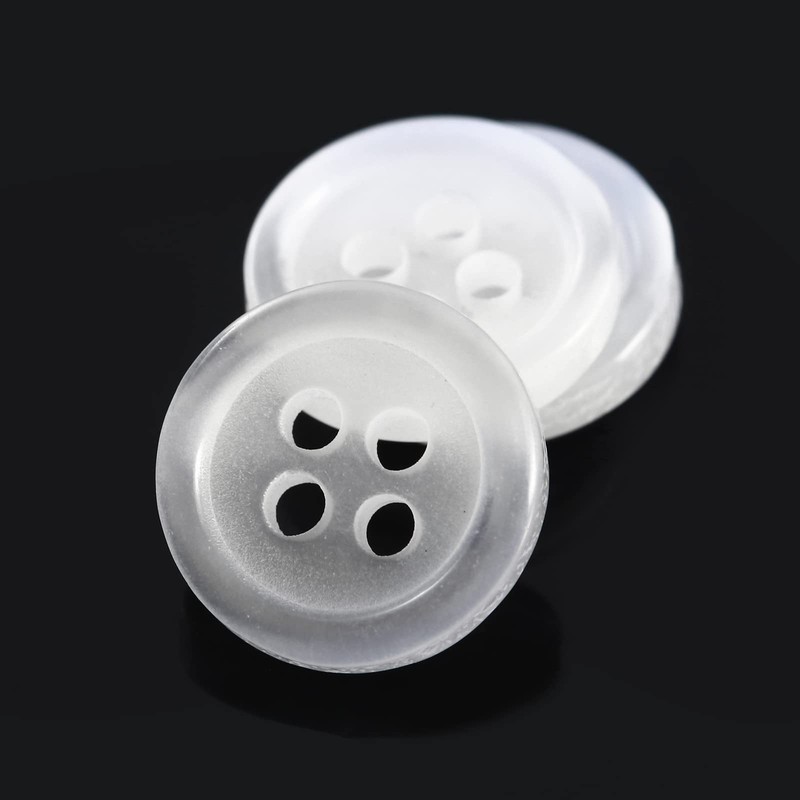 dophee 100pcs Plastic White Buttons for Crafts, 4 Holes Round