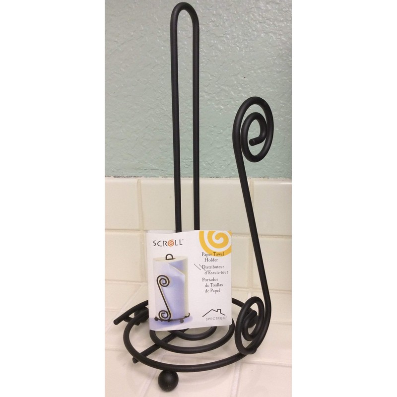 Spectrum Diversified Scroll Paper Towel Holder, Black