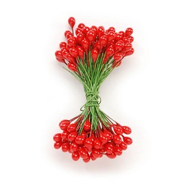 Holly Berries on Wire Stems - Red - 5/16 inch - 144 pieces (1 pack)
