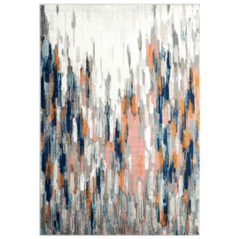 Abani Rugs Orange & Blue Contemporary Abstract Area Rug Contemporary Style, Porto Collection | Turkish Made Superior Comfort & Construction | Stain Shedding Resistant, 5'3"x7'6" Rectangle
