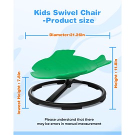 FAHKNS Spin Chair for Kids, Sensory Swivel Chair, Swivel Chair for Autism Kids Training Concentration, Outdoor and Indoor Non Slip Metal Base Sensory Chair Relieving Toddlers Sickness Symptoms