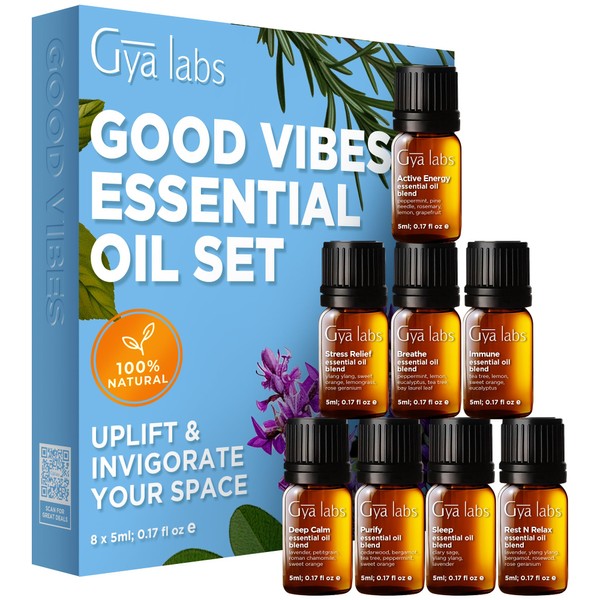 Gya Labs Good Vibes Essential Oil Set, Essential Oils For