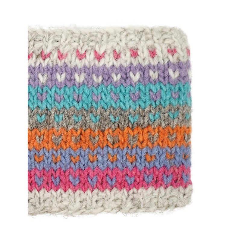 Pachamama Women Wool Ear Warmer Headband Fleece Lined Handknitted Dots