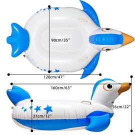 Inflatable Pool Float, Penguin Float with Handle Summer Beach Swimming Pool Floatie Lounge Floating Raft for Outdoor Party Decorations Toys for Adults Kids (Penguin - Blue)