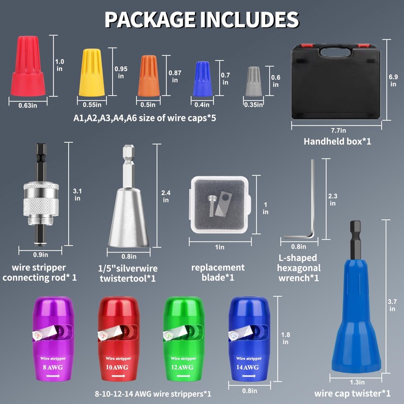 Wire Stripper for Drill, 8/10/12/14 AWG Wire Stripping Tool &