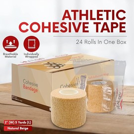 HEALQU Self Adhesive Bandage Wrap - 24 Rolls 2in x 5yd Cohesive Tape for Athletic and Sports - Self Adherent Medical Tape, Flexible, Elastic Bandages for Wrist & Ankle Vet Wrap for Dogs