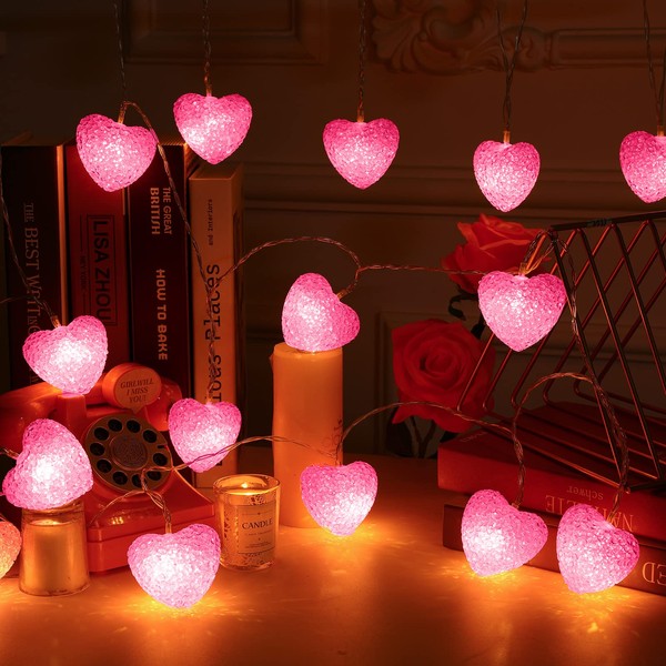 16 Feet/ 5 m 20 LED Heart String Lights Valentine's