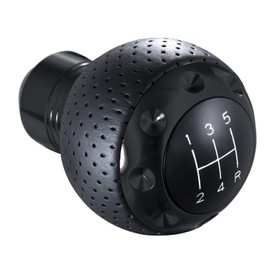 Arenbel 5 Speed Leather Car Shifter Ball Handle Manual Gear Stick Shift Lever Knob Replacement Fit Most MT Trucks Vehicles, Black