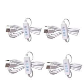 Galepromot 4 Pcs White DC5V USB LED Dimmer Extension Cable with On/Off Switch Adapter LED Dimming Controller for LED Light Bulb Lamps USB-Port Power Cable for Led Light Bulb Lamps