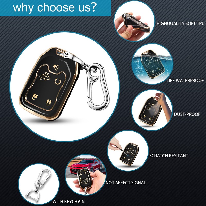 QBUC for GMC Key Fob Cover TPU Protector Case with