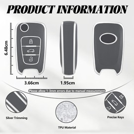 TOOMUME Key Case TPU Car Key Case Fits Hyundai i10 i20 i30 i40 ix20 ix30 ix35 Elantra Avante Kia Sportage Rio Ceed Picanto, Key Cover Protection Key Case - Flip Key