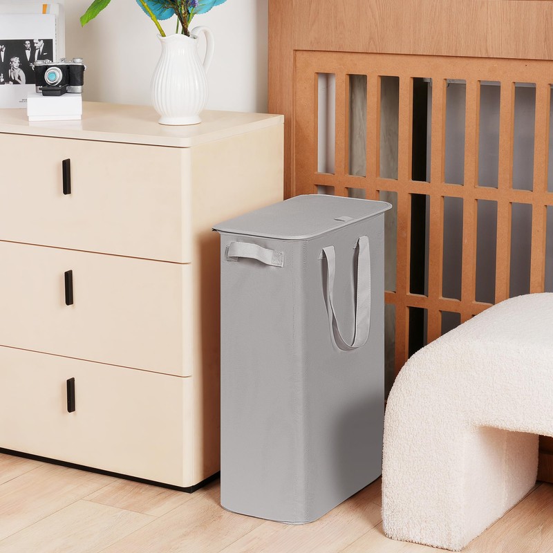 efluky Slim Laundry Basket with Lid, Narrow Laundry Hamper with