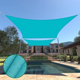 Goleray 12'x12' Waterproof Sun Shade Sail Rectangle Shade Canopy Cloth Outdoor Patio Cover UV Resistant Awnings for Backyard Garden Deck, Turquoise
