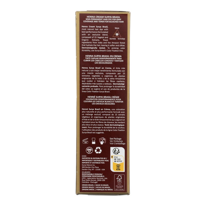 Surya Brasil Henna Cream Chocolate - 94% Natural Ingredients, Vegan,