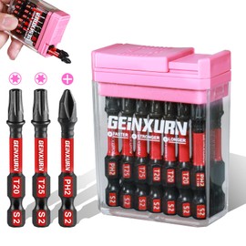 Geinxurn Impact Screwdriver Bits Set,15 PCS 2" Magnetic(PH2/T20/T25) S2 Steel Multi Driver Bits with Colorful Storage Box