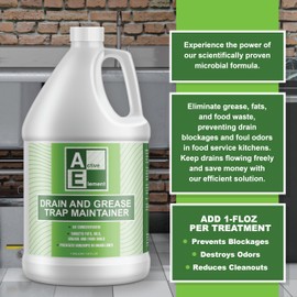 Active Element Drain and Grease Trap Maintainer- 2 Gallon (Contains 256 Treatments) - Biological Formula -Breaks Down Fats Oils and Grease - Grease Traps, Drain, Septic Systems and Sewers - Deodorizer