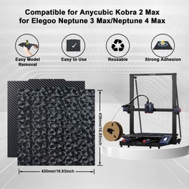 IdeaFormer-3D Double Sided Smooth PEO PET Build Plate 430x430mm, Flexible Diamond PEO+Carbon Fiber PET Spring Steel Sheet for Anycubic Kobra 2 Max/for Elegoo Neptune 3 Max/Neptune 4 Max 3D Printers