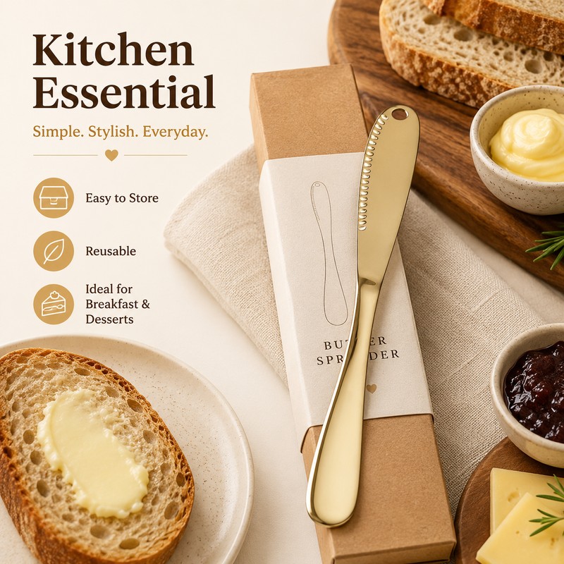 Stainless Steel Butter Spreader Knife for Toast – Multi-Use Jam,