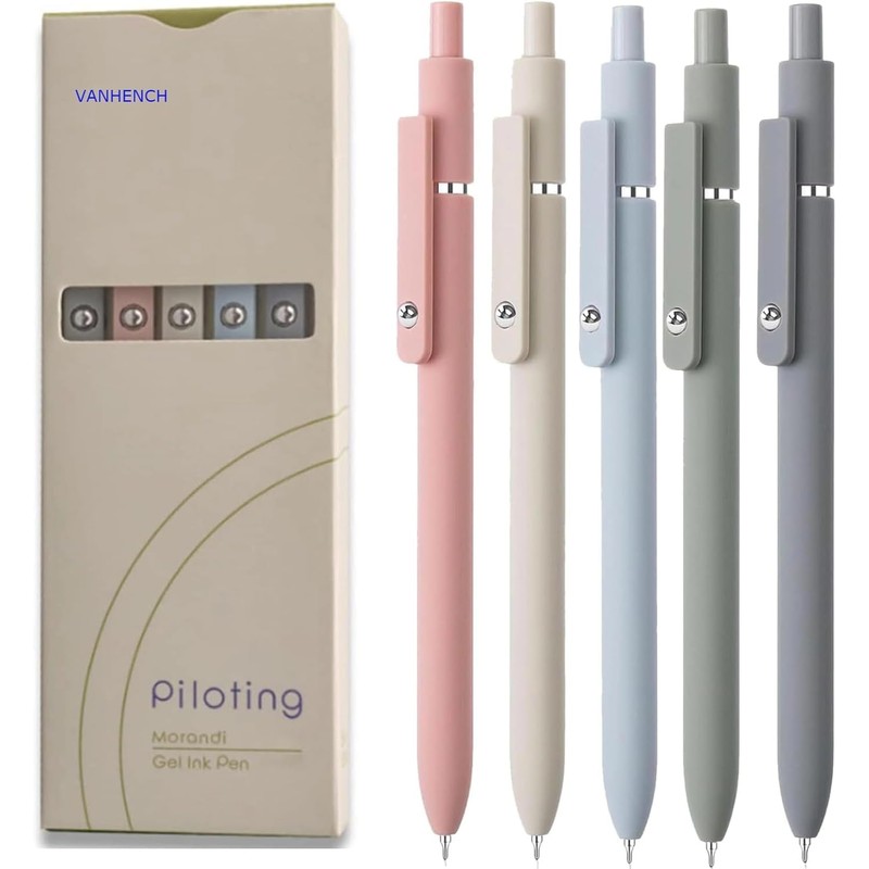 Vanhench 5Pcs Gel Pens, Black Ink Pen Fine Point Smooth