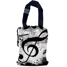 NHNXHWIA Music Notes Car Garbage Bag,Waterproof Small Car Trash Bag Hanging Back of Seat,Drawstring Hanging Car Trash Bag with Adjustable Buckle for Car Accessories