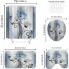 4-Piece Blue Daisy Flowers Waterproof Blackout Polyester Shower Curtain Set