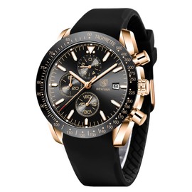 BENYAR Men's Quartz Watch Six-pin Small Dial Function Sports Fashion Trend Men's Watch BY-5140 Gold shell black tape