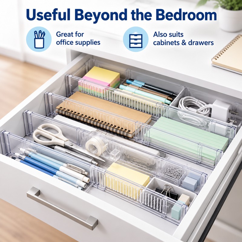 4-Pack Adjustable Drawer Dividers - Clear Expandable Organizers for Drawers,