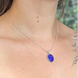 Lebensquelle Plus Elegant Gemstone Pendant Oval | Set in 925 Silver with Eyelet | 18 x 13 mm, Gemstone, Various