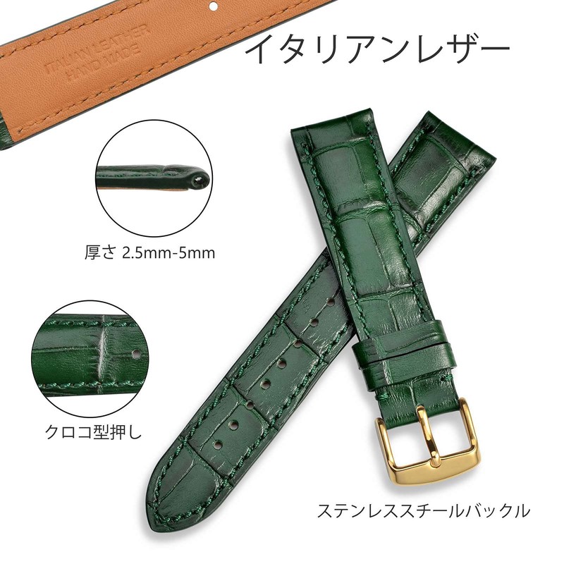 WOCCI Genuine Leather Watch Band 14mm, 18mm, 19mm, 20mm, 21mm,