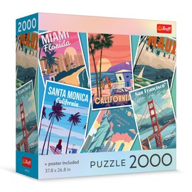 Trefl - Square Box - Journey Through The USA, 2000 Piece Jigsaw Puzzle 38"x27" Print, DIY Puzzle, Creative Fun, Classic Jigsaw for Adults and Children from 12 Years Old