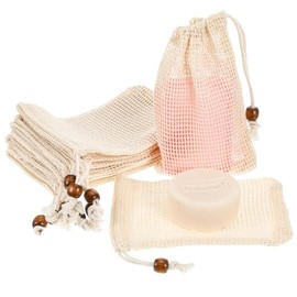 cobee Bolsas De Jabón (10 Unidades), De Algodón Puro, De Malla Exfoliante, Para Ducha (Algodón Puro)