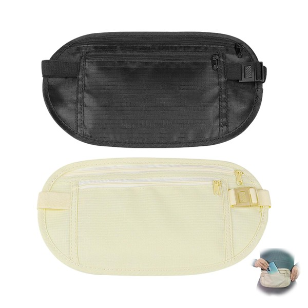 2 Pcs Travel Money Belt, Passport Holder Secure Hidden Adjustable