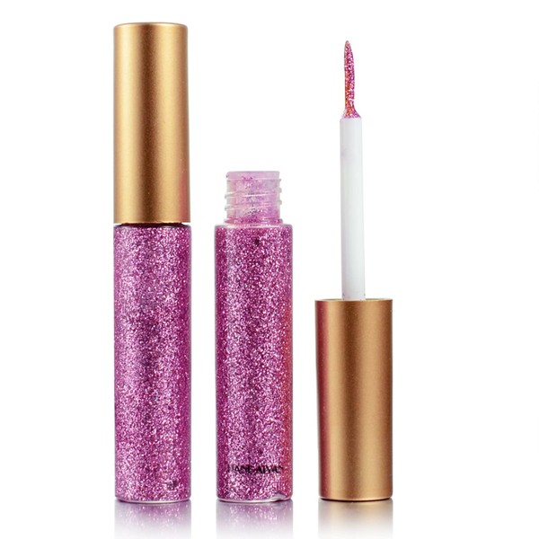 DekRion Glitter Eyeliner,Pink-Giltter Eyeliner, Long-lasting Waterproof Eyeliner Eye Glitter Makeup,